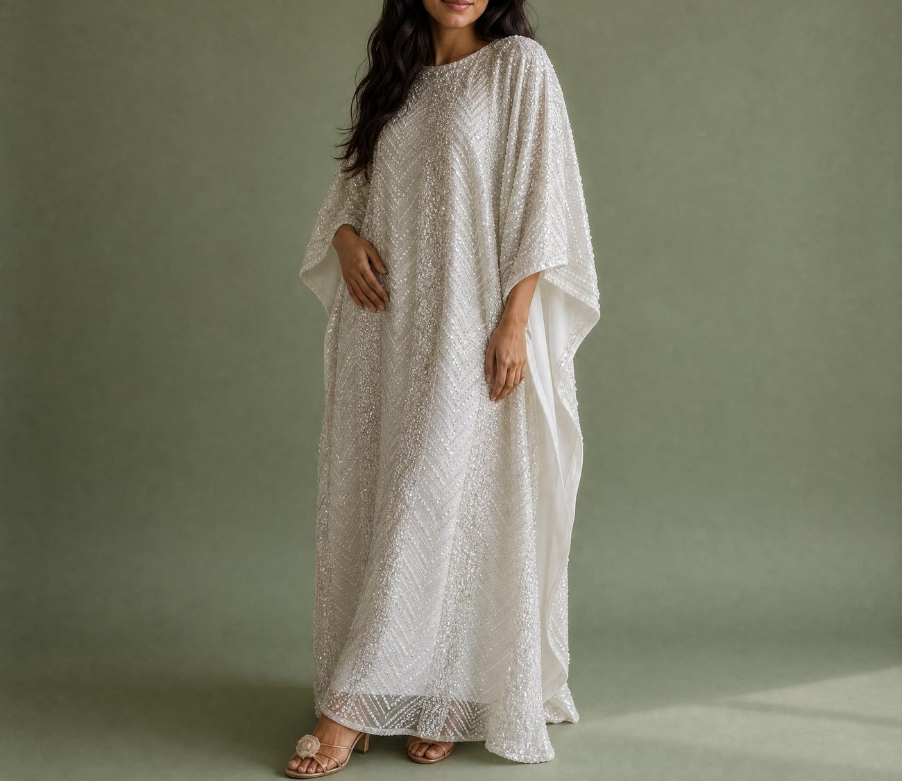 The Ivory — cream beaded kaftan
