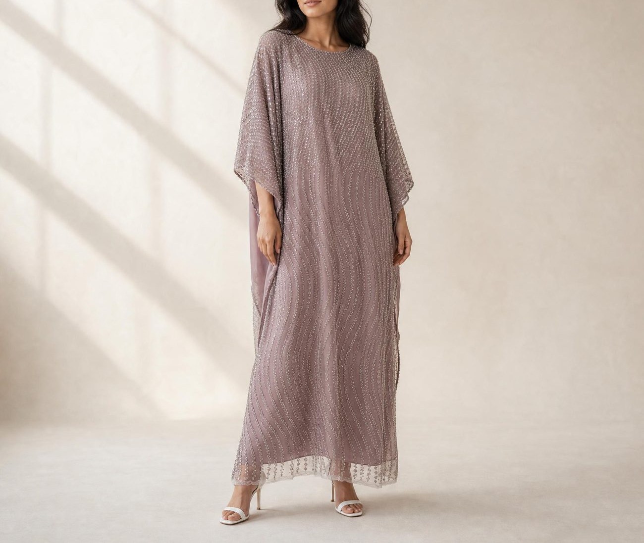 Lavender Haze — mauve beaded kaftan